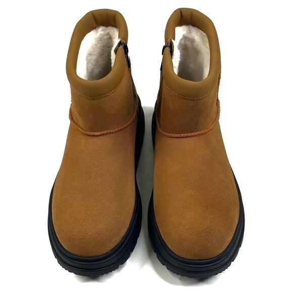 Koolaburra by UGG Koola Mini Hybrid Waterproof Cognac Suede Boots Womens 8 New - Picture 2 of 12